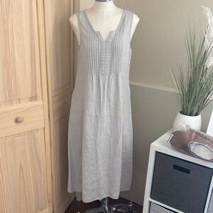 Light Gray Sleeveless Linen Midi Dress